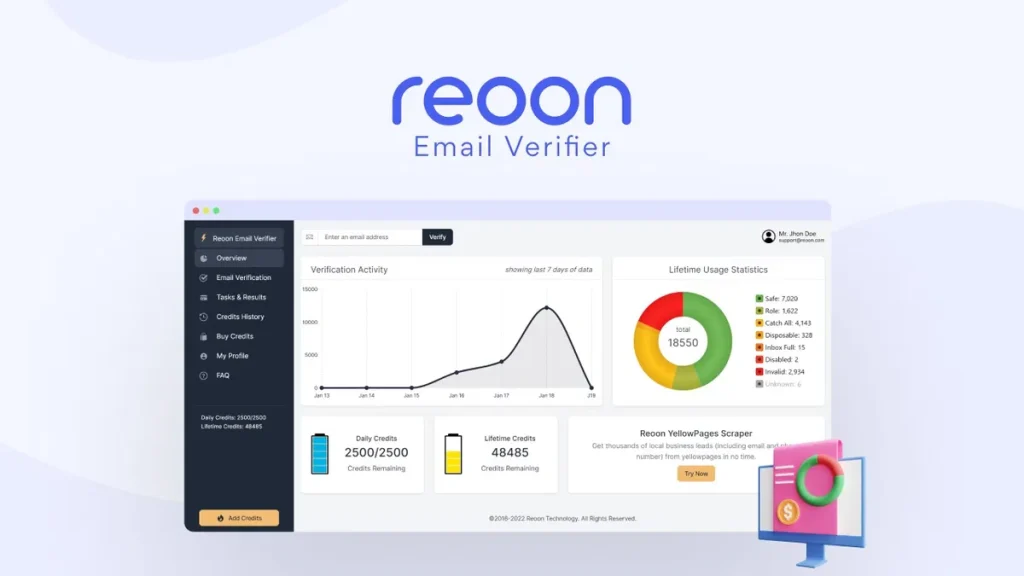 Reoon Email Verifier – Clean and validate email lists with this AppSumo lifetime deal.