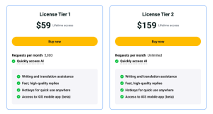 Pismo pricing plans 2025 showing Tier 1 and Tier 2 options.